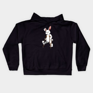 On crutches - cartoon rabbit Kids Hoodie